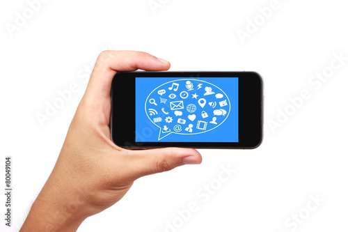 Social Media Concept Smart Phone With Hand