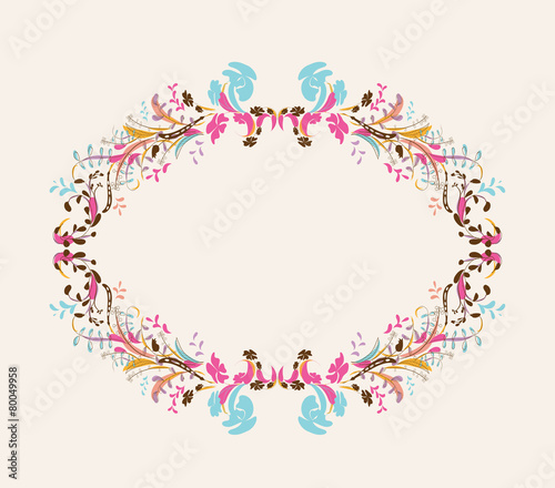 Floral doodle frame with space