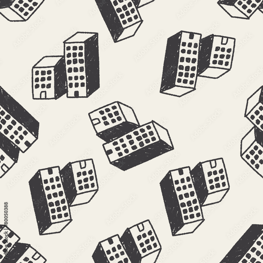 Doodle House seamless pattern background