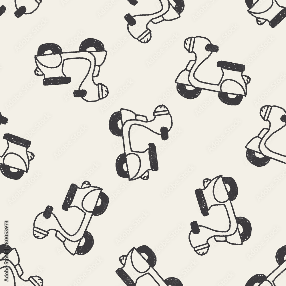 Fototapeta premium Doodle Motorbike seamless pattern background