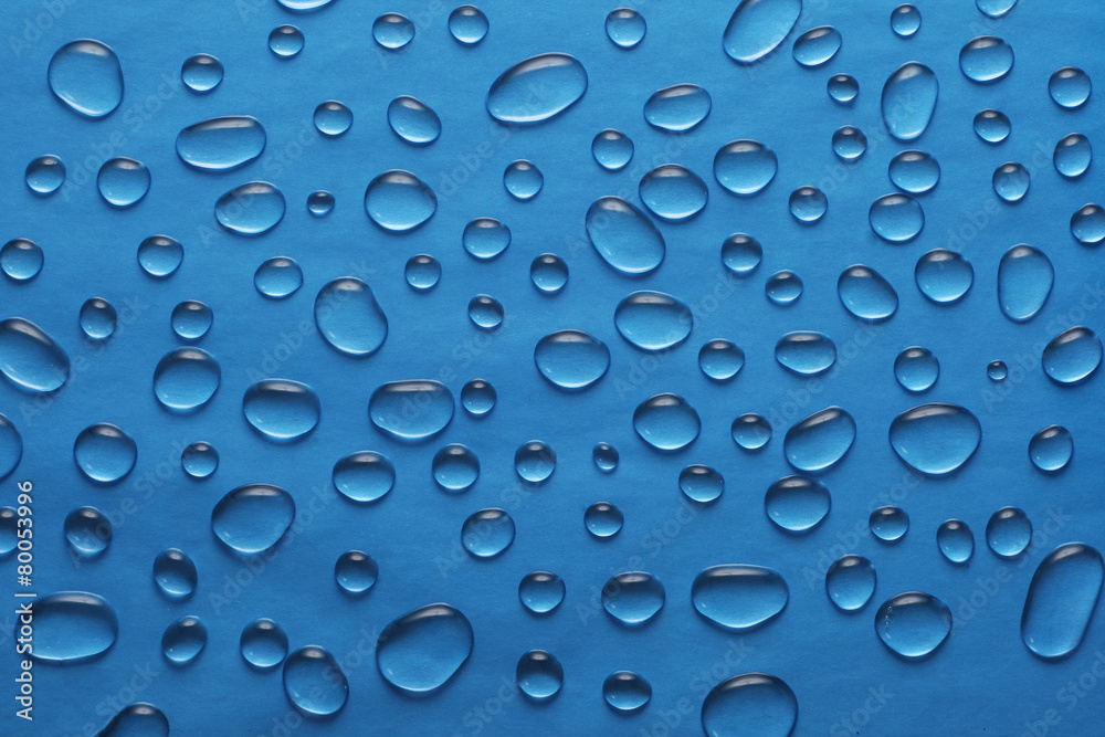 drops of water on a blue background