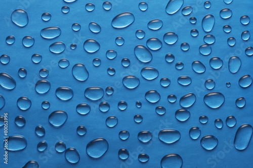 drops of water on a blue background