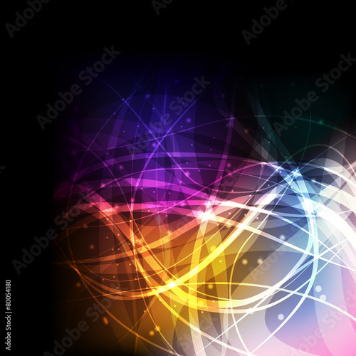 Neon abstract lines design on dark background © kstudija