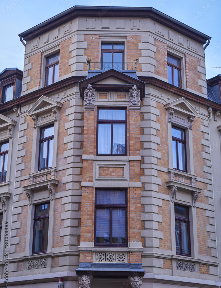 renovated old building facade, Altenburg, Germany