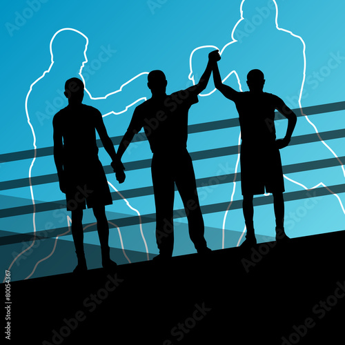 Boxing active young men box sport silhouettes abstract backgroun