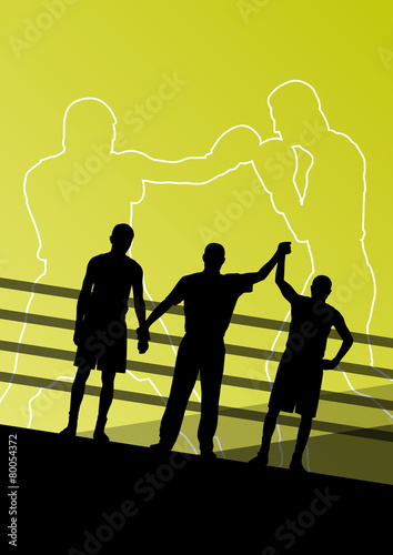 Boxing active young men box sport silhouettes abstract backgroun