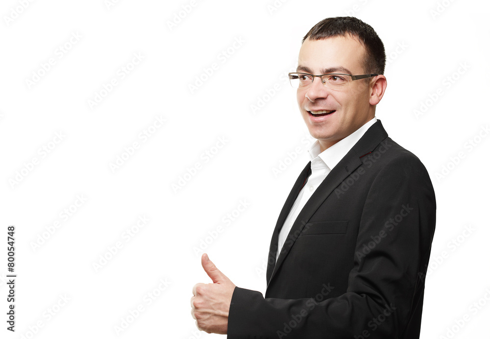 businessman showing thumbs up in office isolated businessman showing thumbs up in office isolated