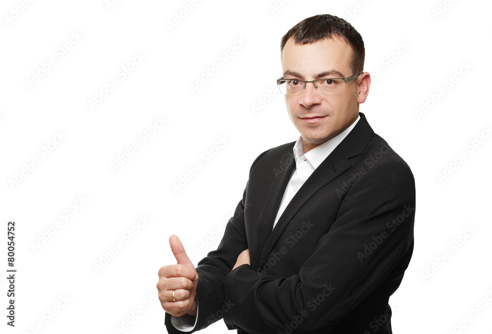 businessman showing thumbs up in office isolated businessman showing thumbs up in office isolated