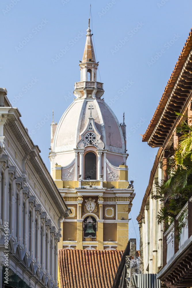 Obraz premium Bell tower in cathedral in cartagena