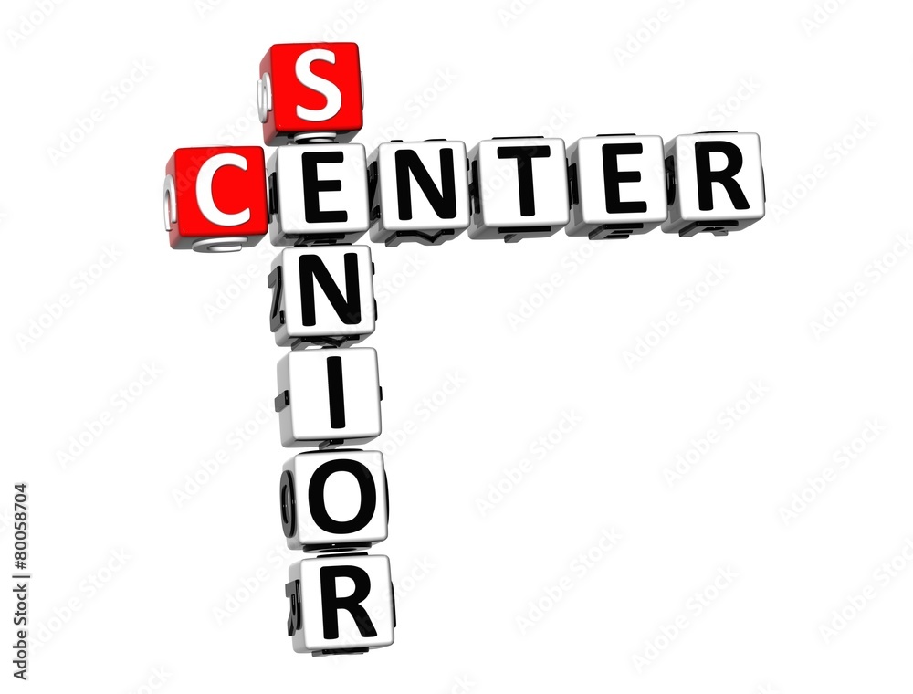 3D Crossword Senior Center on white background 3D Crossword Senior Center on white background