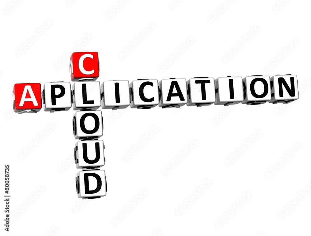 3D Crossword Cloud Aplication on white background 3D Crossword Cloud Aplication on white background