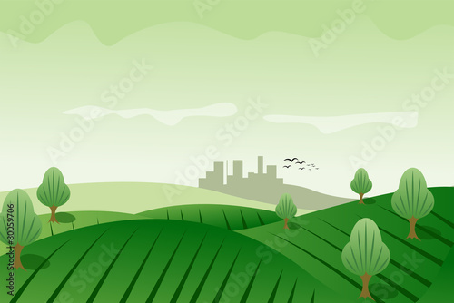 Green meadow landscape background