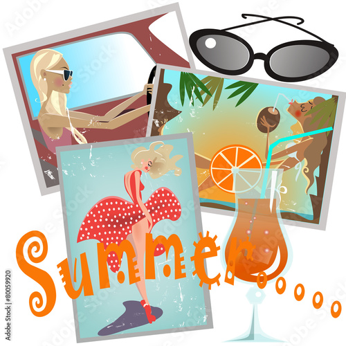 set with summer pictures