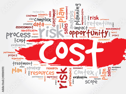 Word cloud of COST related items, presentation background