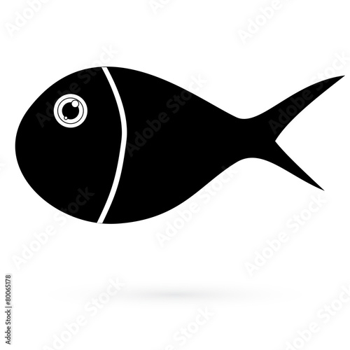 Black Icon fish. Vector.