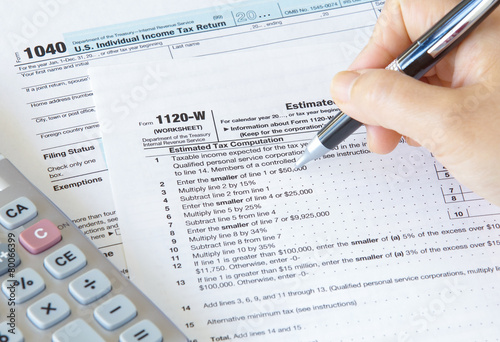 Close - up US income tax form