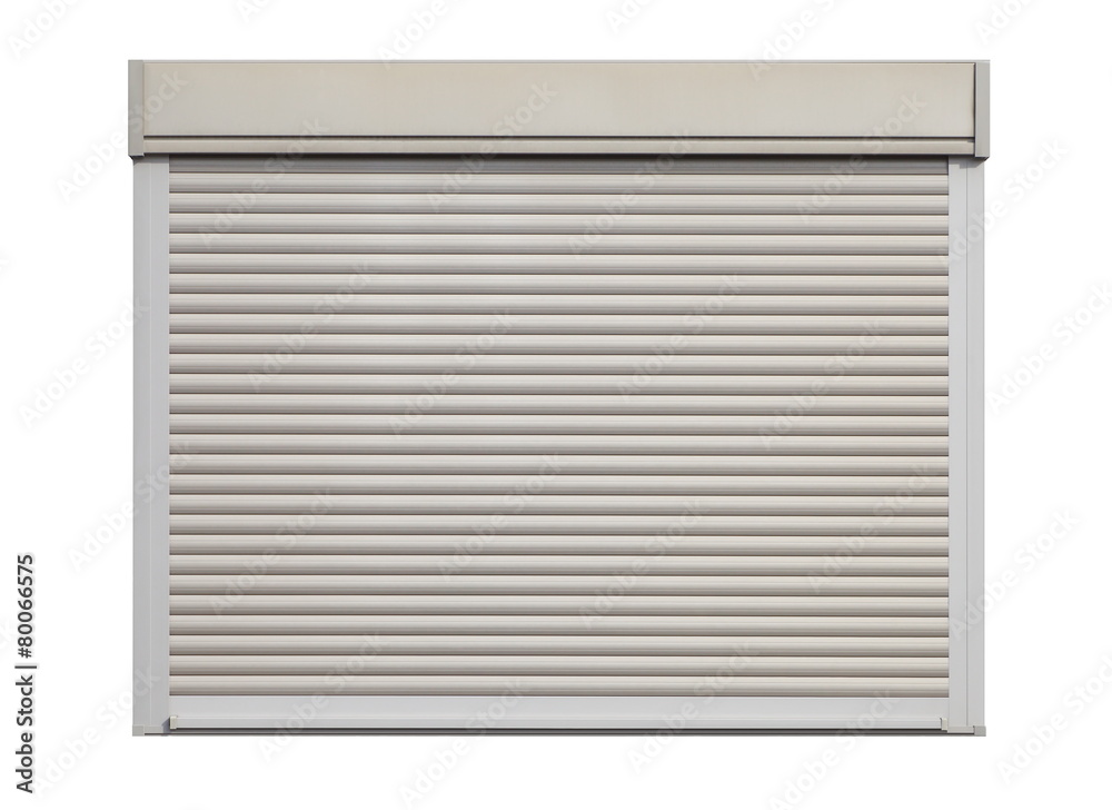 White door roller shutter isolated on white background . White door roller shutter isolated on white background .
