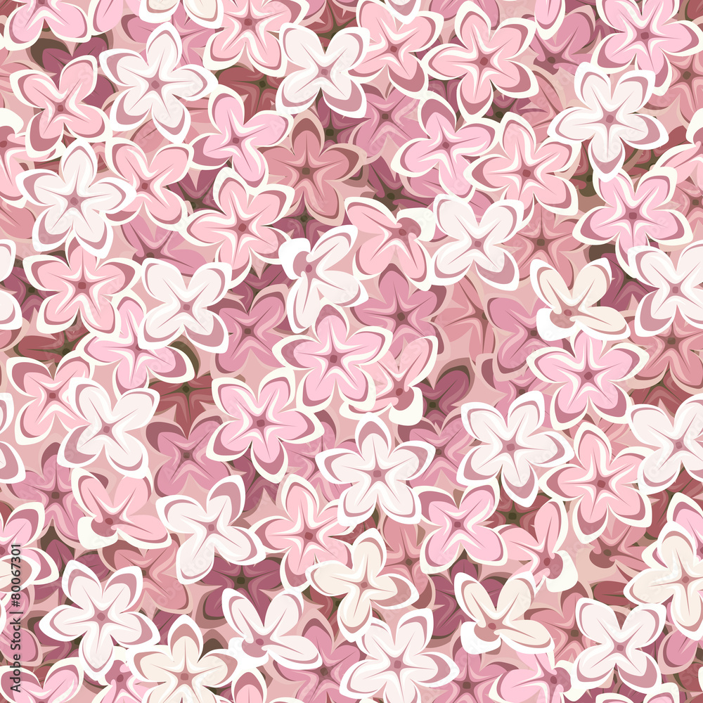 Fototapeta Bezszwowy tło z różowymi lilymi kwiatami. Ilustracji wektorowych