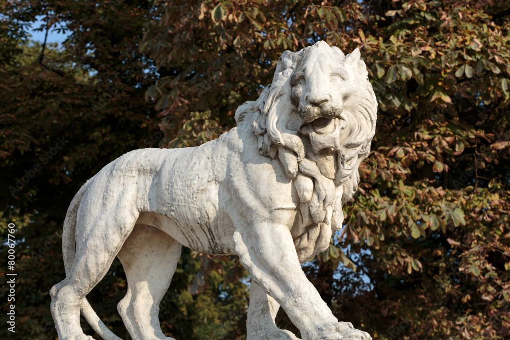 Lion sculpture at the Luxembourg Garden in Paris. France