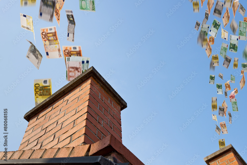 euro money flies up the chimneys