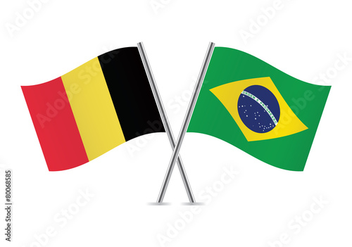 Belgian and Brazilian flags. Vector illustration.