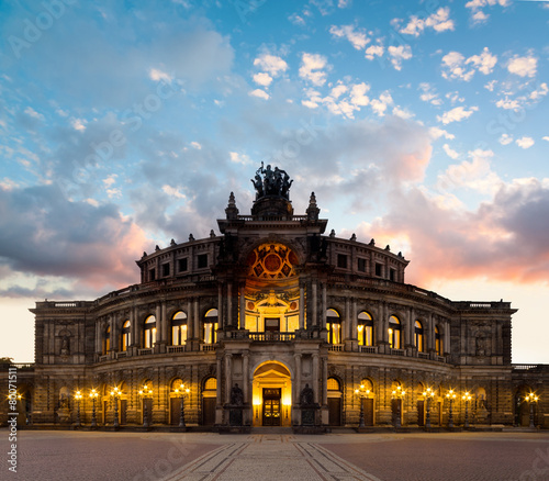 Dresden Opera Theatre in the evening photo