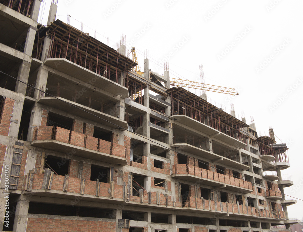 Construction site with crane and building Construction site with crane and building