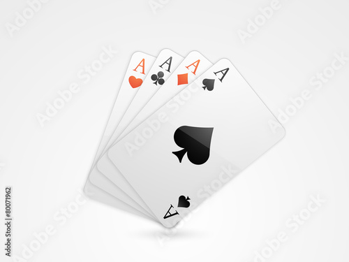 Fotografie, Obraz Set of ace playing cards on grey background.