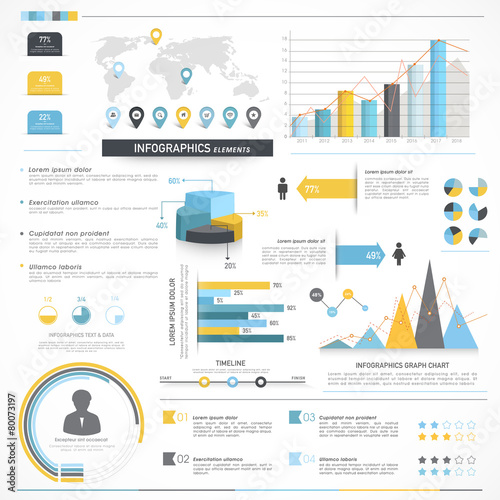 Big set of various business infographics elements.