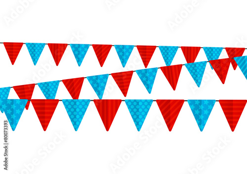 Color party flags isolated on white