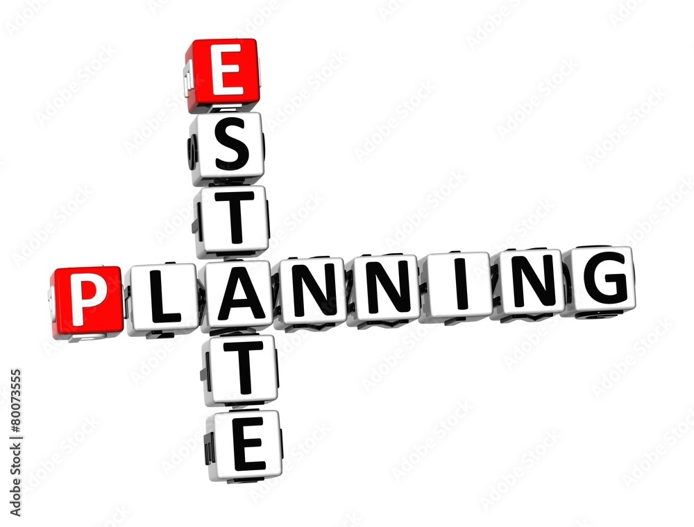 3D Crossword Estate Planning on white background 3D Crossword Estate Planning on white background