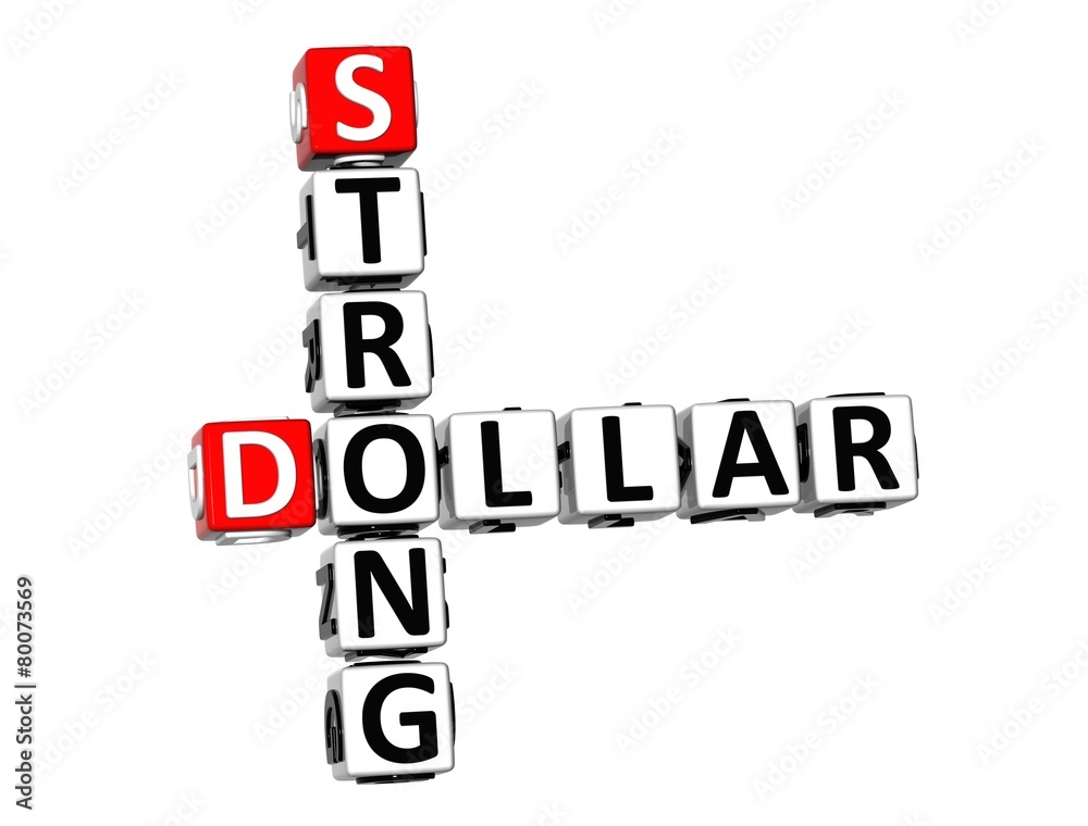 3D Crossword Strong Dollar on white background 3D Crossword Strong Dollar on white background