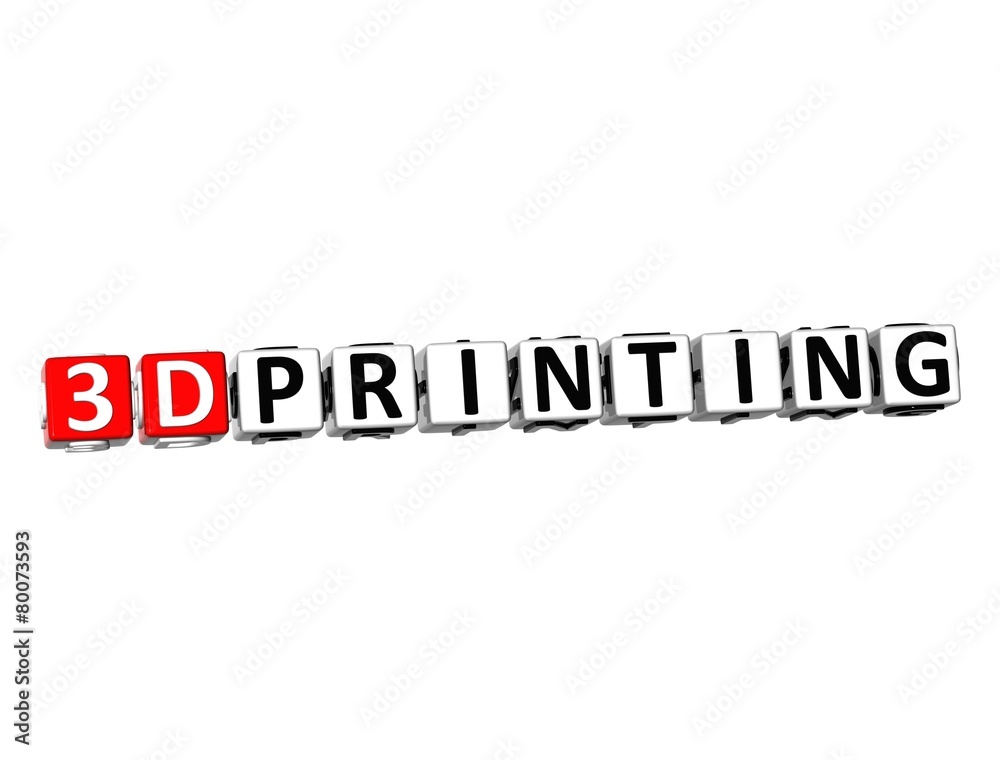 3D Word 3D Printing on white background