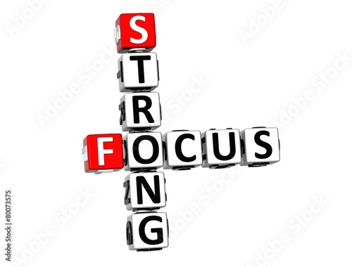 3D Crossword Strong Focus on white background