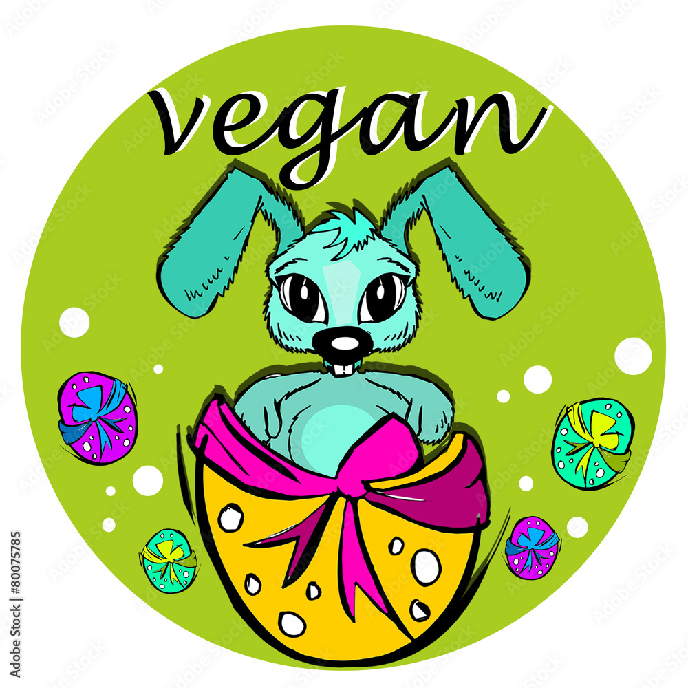 Naklejka premium Easter: happy vegan bunny