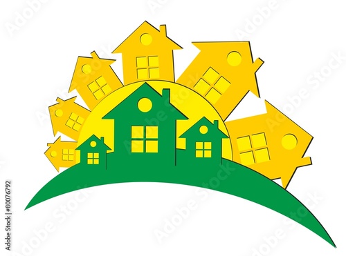 Logo of the eco-friendly cottage settlement with the sun.
