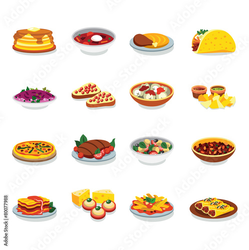 Flat design icons food