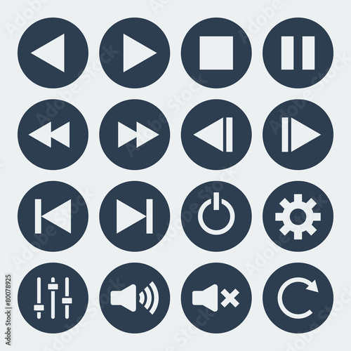 Vector music control icons.