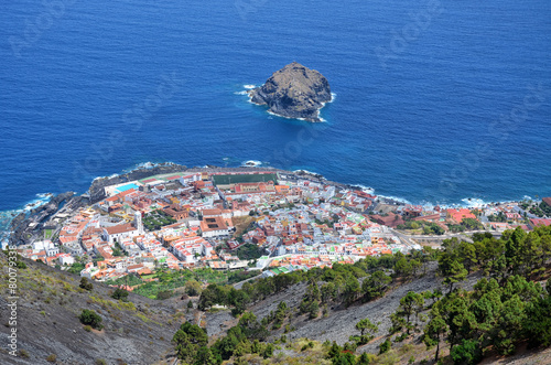 View over the rooftops of the city by the ocean. Canary Islands