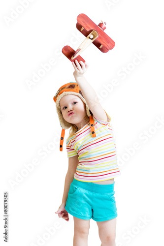 happy child pilot and playi...