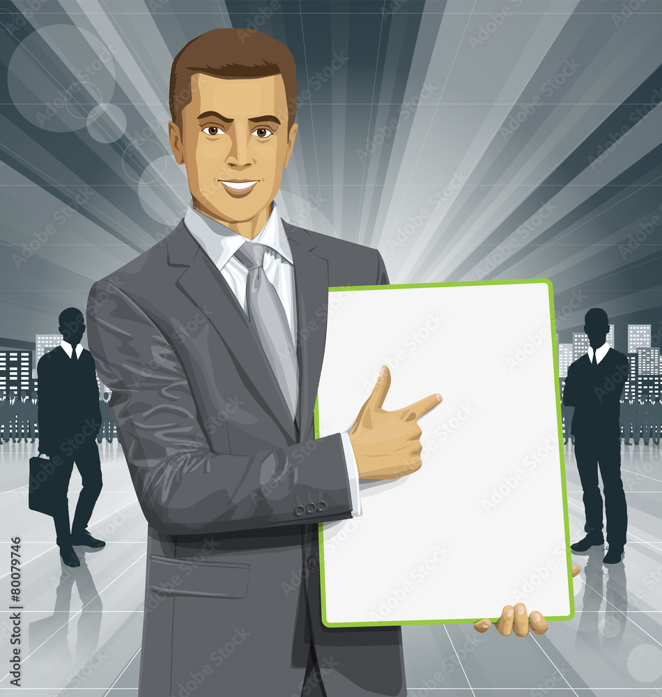Vector Businessman With Empty Write Board Vector Businessman With Empty Write Board