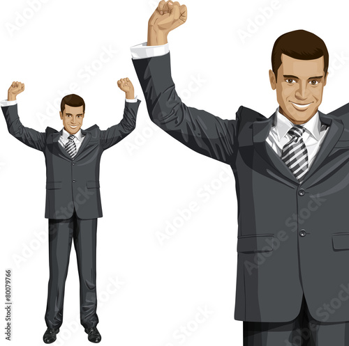 Vector Businessman With Hands Up