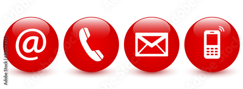 Set of red glossy ball icons – Contact Us