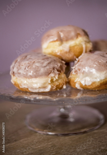 donuts lying on a decorative plate