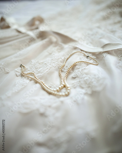 pearls and wedding dress