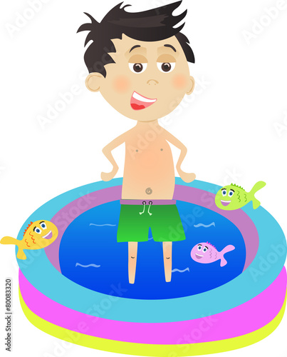 Kid in the inflatable pool