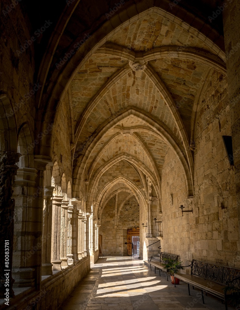 Santander Cathedral, hallway, columns and arches of the cloister