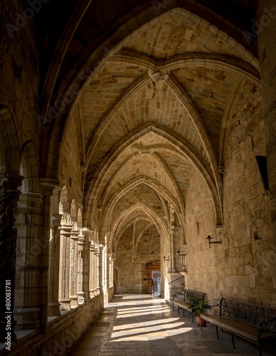 Santander Cathedral, hallway, columns and arches of the cloister photo