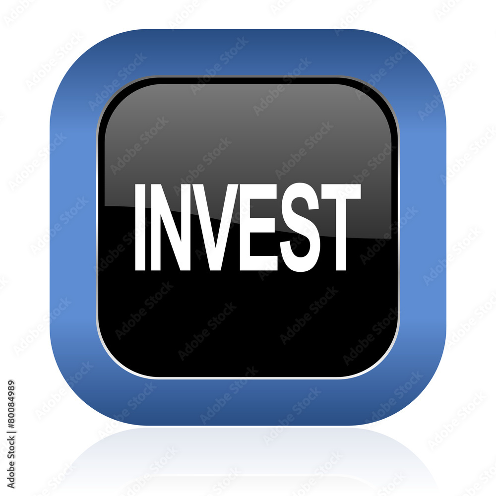 invest square glossy icon