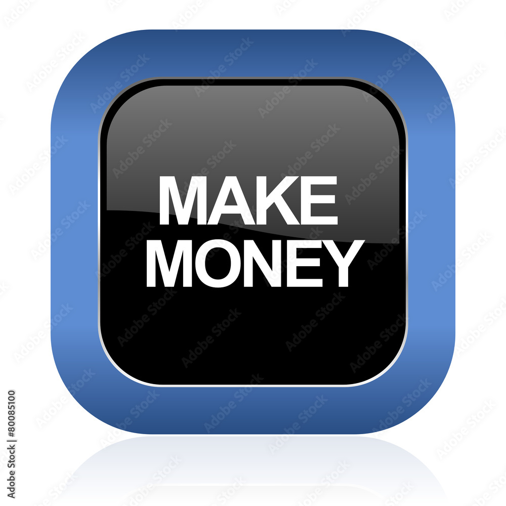 make money square glossy icon